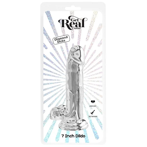 Clear Dildo with Balls 7 Inch - Transparant van het merk Get Real - Realistische Dildo's - online bestellen bij Masculum.nl. De discrete online seks-toys en erotisch heren ondergoed winkel voor gay & hetero mannen.