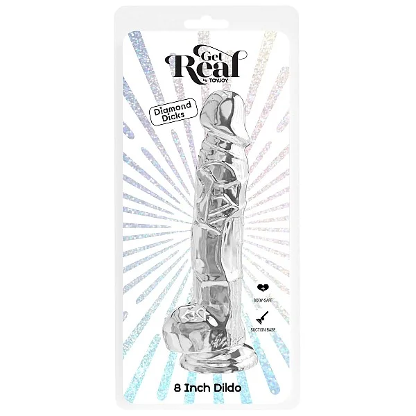 Clear Dildo with Balls 8 Inch - Transparant van het merk Get Real - Realistische Dildo's - online bestellen bij Masculum.nl. De discrete online seks-toys en erotisch heren ondergoed winkel voor gay & hetero mannen.