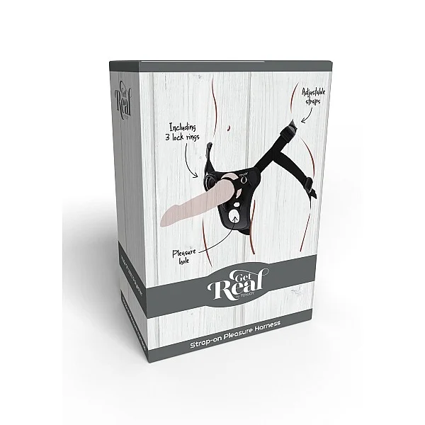 Strap-On Pleasure Harness - Zwart van het merk Get Real -  - online bestellen bij Masculum.nl. De discrete online seks-toys en erotisch heren ondergoed winkel voor gay & hetero mannen.