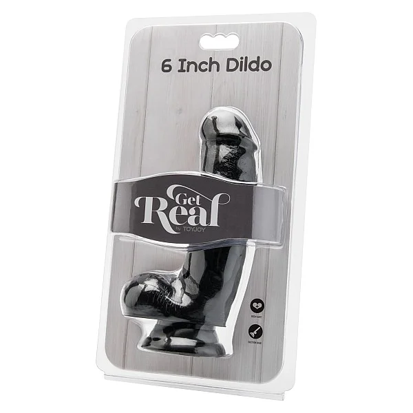 Dildo 6 Inch with Balls - Zwart van het merk Get Real - Realistische Dildo's - online kopen bij Masculum.nl. De discrete online seks-toys en erotisch heren ondergoed winkel voor gay & hetero mannen.