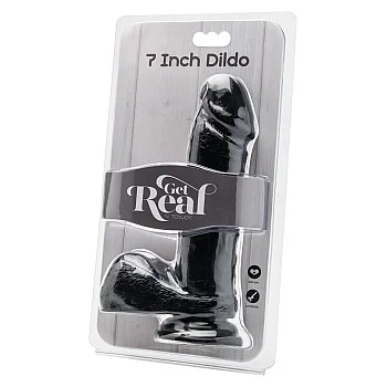 Dildo 17,75 cm with Balls - Zwart
