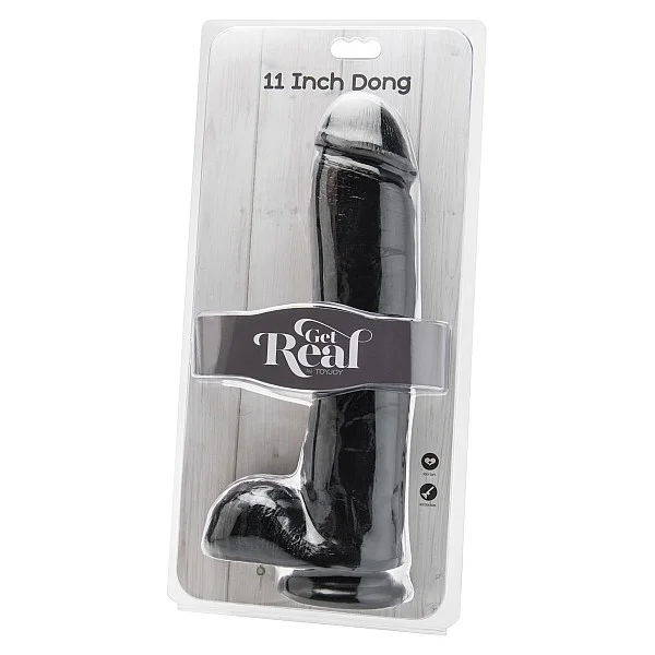 Dildo 11 Inch with Balls - Zwart van het merk Get Real - Realistische Dildo's - online bestellen bij Masculum.nl. De discrete online seks-toys en erotisch heren ondergoed winkel voor gay & hetero mannen.
