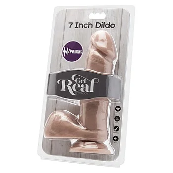 Dildo 17,75 cm with Balls Vibrator - Lichte huidskleur