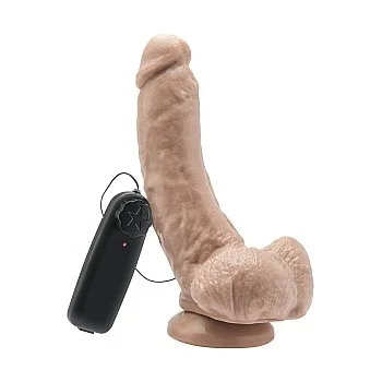 Dildo 20,30 cm with Balls Vibrator - Lichte huidskleur