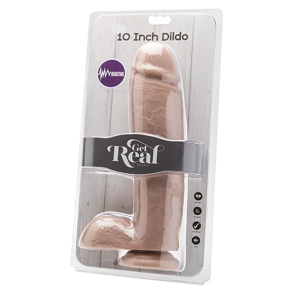 Dildo 10 Inch with Balls Vibrator - Lichte huidskleur van het merk Get Real - Dildo's - online bestellen bij Masculum.nl. De discrete online seks-toys en erotisch heren ondergoed winkel voor gay & hetero mannen.