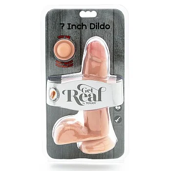Dual Density Dildo 17,75 cm Balls - Lichte huidskleur