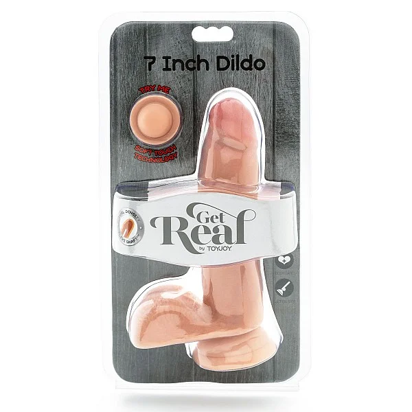 Dual Density Dildo 7Inch Balls - Lichte huidskleur van het merk Get Real - Realistische Dildo's - online kopen bij Masculum.nl. De discrete online seks-toys en erotisch heren ondergoed winkel voor gay & hetero mannen.