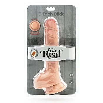 Dual Density Dildo 22,85 cm Balls - Lichte huidskleur