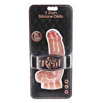 Silicone Dildo 17,75 cm w Balls - Lichte huidskleur