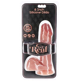 Silicone Dildo 20,30 cm w Balls - Lichte huidskleur