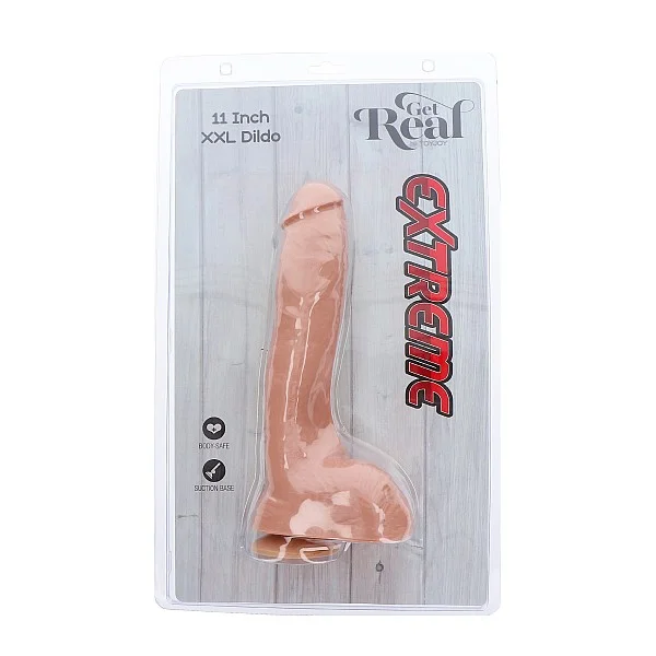 Extreme XXL Dildo 11 Inch - Lichte huidskleur van het merk Get Real - Realistische Dildo's - online kopen bij Masculum.nl. De discrete online seks-toys en erotisch heren ondergoed winkel voor gay & hetero mannen.