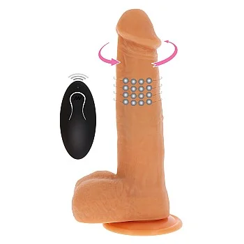 Rotating Beads Vibrating Dildo - Lichte huidskleur