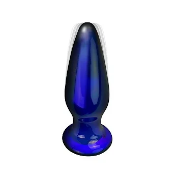 Shining Vibrating Glass Plug - Blauw