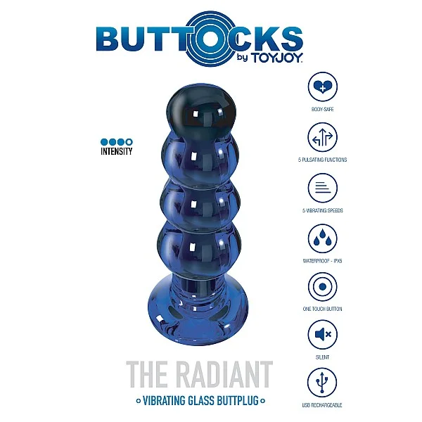 Radiant Vibrating Glass Plug - Blauw van het merk Buttocks - Buttplugs - online bestellen bij Masculum.nl. De discrete online seks-toys en erotisch heren ondergoed winkel voor gay & hetero mannen.