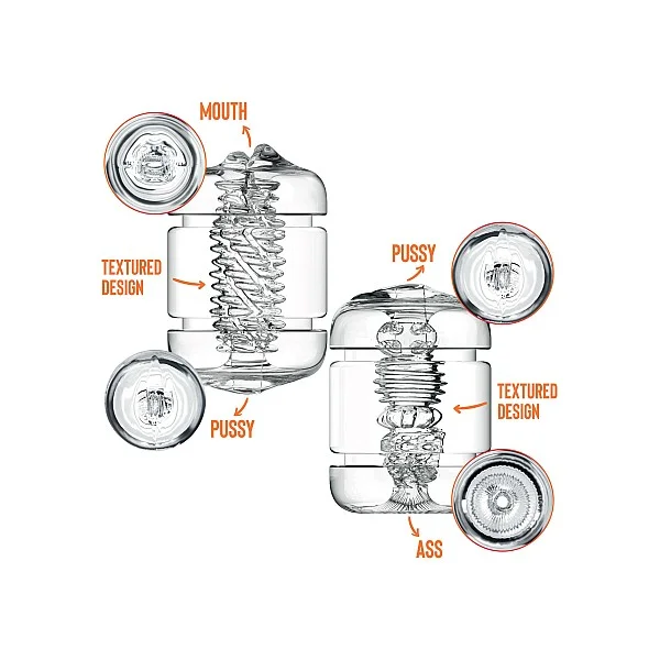 Clear Shot Double Masturbator - Transparant van het merk Private Clear - Masturbators - online bestellen bij Masculum.nl. De discrete online seks-toys en erotisch heren ondergoed winkel voor gay & hetero mannen.