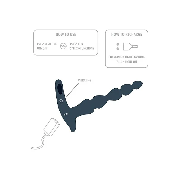 ELIXER - Vibrating Double Penetrator - Blauw van het merk Urban - Vibrerende Cockringen - online bestellen bij Masculum.nl. De discrete online seks-toys en erotisch heren ondergoed winkel voor gay & hetero mannen.