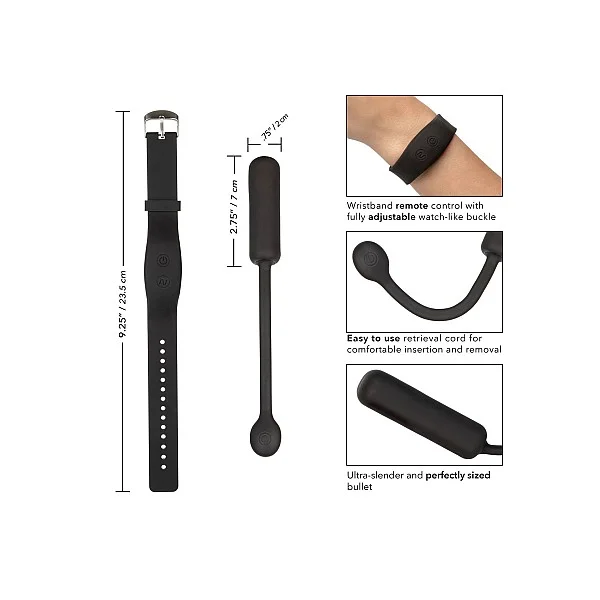 Wristband Remote Petite Bullet - Zwart van het merk Remote Controlled Vibes - Vibrerende Eitjes - online bestellen bij Masculum.nl. De discrete online seks-toys en erotisch heren ondergoed winkel voor gay & hetero mannen.