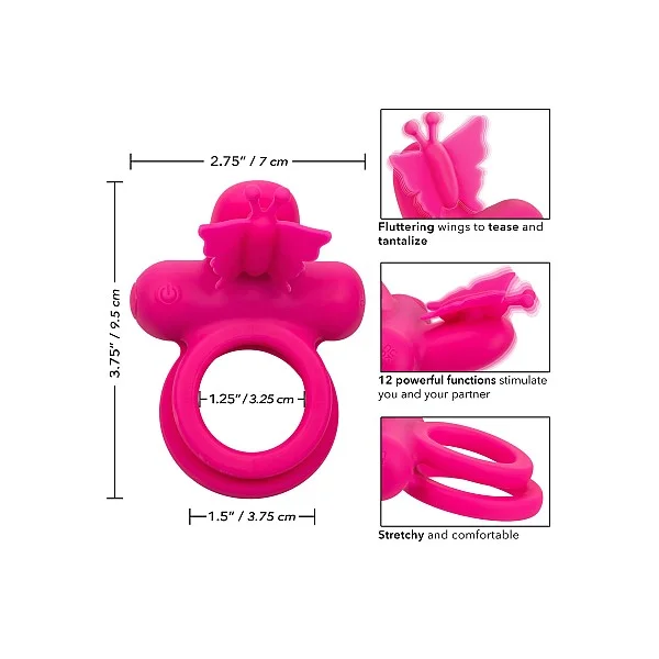 Butterfly Dual Ring - Roze van het merk Couples Enhancers - Cockringen - online kopen bij Masculum.nl. De discrete online seks-toys en erotisch heren ondergoed winkel voor gay & hetero mannen.
