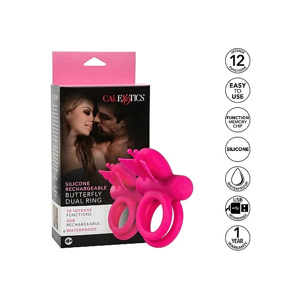 Butterfly Dual Ring - Roze van het merk Couples Enhancers - Cockringen - online kopen bij Masculum.nl. De discrete online seks-toys en erotisch heren ondergoed winkel voor gay & hetero mannen.