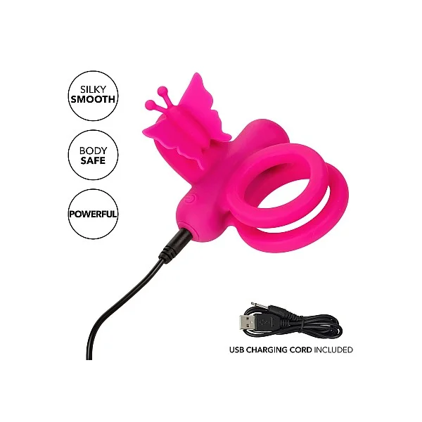 Butterfly Dual Ring - Roze van het merk Couples Enhancers - Cockringen - online kopen bij Masculum.nl. De discrete online seks-toys en erotisch heren ondergoed winkel voor gay & hetero mannen.