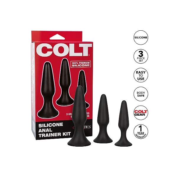 COLT Silicone Anal Trainer Kit - Zwart van het merk Colt Gear - Buttplugs - online bestellen bij Masculum.nl. De discrete online seks-toys en erotisch heren ondergoed winkel voor gay & hetero mannen.