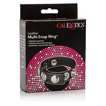 Leather Multi-Snap Ring - Zwart