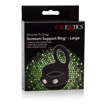 3-Snap Scrotum Ring - Large - Zwart