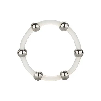 Steel Beaded Silicone Ring XL - Transparant