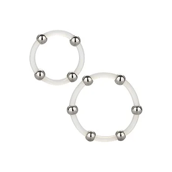 Steel Beaded Silicone Ring Set - Transparant