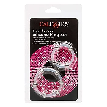 Steel Beaded Silicone Ring Set - Transparant
