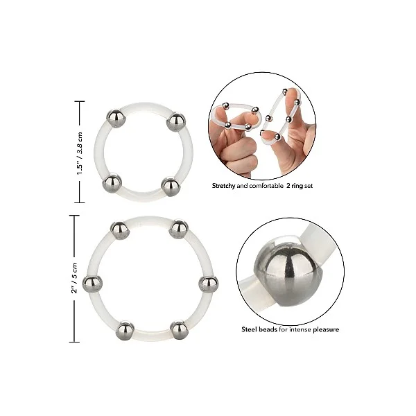 Steel Beaded Silicone Ring Set - Transparant van het merk Rings - Cockringen - online bestellen bij Masculum.nl. De discrete online seks-toys en erotisch heren ondergoed winkel voor gay & hetero mannen.