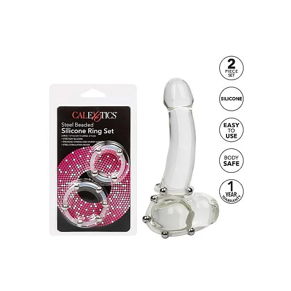 Steel Beaded Silicone Ring Set - Transparant van het merk Rings - Cockringen - online bestellen bij Masculum.nl. De discrete online seks-toys en erotisch heren ondergoed winkel voor gay & hetero mannen.