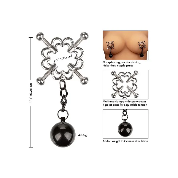 4-Point Weighted Nipple Press - Metaal van het merk Nipple Play - Tepelklemmen - online bestellen bij Masculum.nl. De discrete online seks-toys en erotisch heren ondergoed winkel voor gay & hetero mannen.