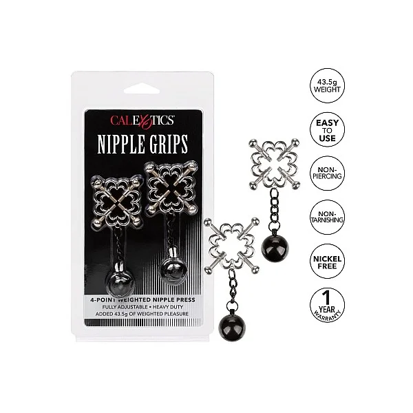 4-Point Weighted Nipple Press - Metaal van het merk Nipple Play - Tepelklemmen - online bestellen bij Masculum.nl. De discrete online seks-toys en erotisch heren ondergoed winkel voor gay & hetero mannen.
