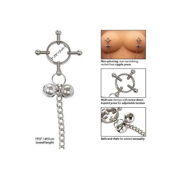4-Point Nipple Press W Bells - Metaal van het merk Nipple Play - Tepelklemmen - online bestellen bij Masculum.nl. De discrete online seks-toys en erotisch heren ondergoed winkel voor gay & hetero mannen.