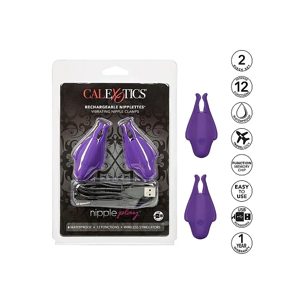 Rechargeable Nipplettes - Paars van het merk Nipple Play - Tepelklemmen - online kopen bij Masculum.nl. De discrete online seks-toys en erotisch heren ondergoed winkel voor gay & hetero mannen.