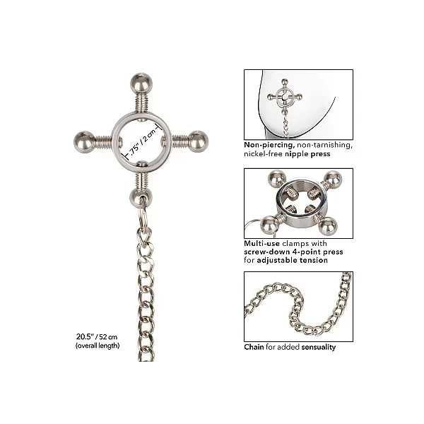 4 Point Nipple Press w Chain - Zwart van het merk Nipple Play - Tepelklemmen - online kopen bij Masculum.nl. De discrete online seks-toys en erotisch heren ondergoed winkel voor gay & hetero mannen.