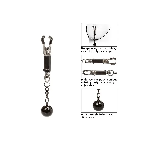 Weighted Twist Nipple Clamps - Zilver van het merk Nipple Play - Tepelklemmen - online bestellen bij Masculum.nl. De discrete online seks-toys en erotisch heren ondergoed winkel voor gay & hetero mannen.