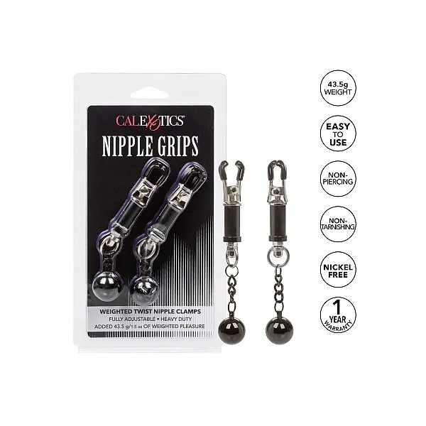 Weighted Twist Nipple Clamps - Zilver van het merk Nipple Play - Tepelklemmen - online bestellen bij Masculum.nl. De discrete online seks-toys en erotisch heren ondergoed winkel voor gay & hetero mannen.