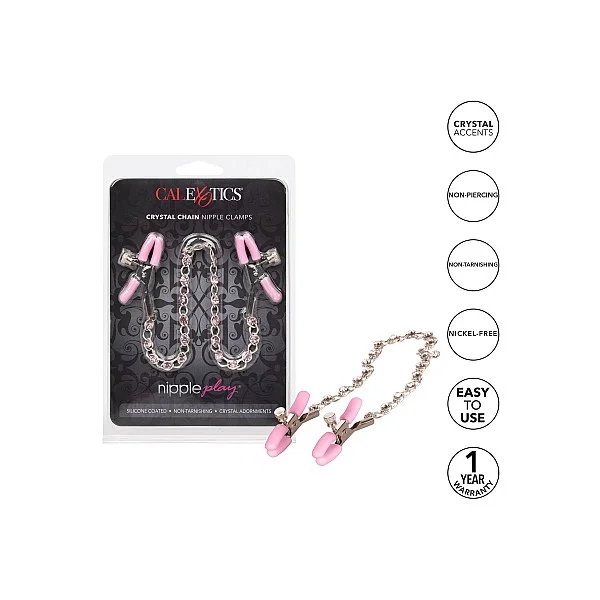 Crystal Chain Nipple Clamps - Metaal van het merk Nipple Play - Tepelklemmen - online bestellen bij Masculum.nl. De discrete online seks-toys en erotisch heren ondergoed winkel voor gay & hetero mannen.