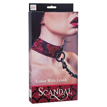 Scandal Collar with Leash - Zwart