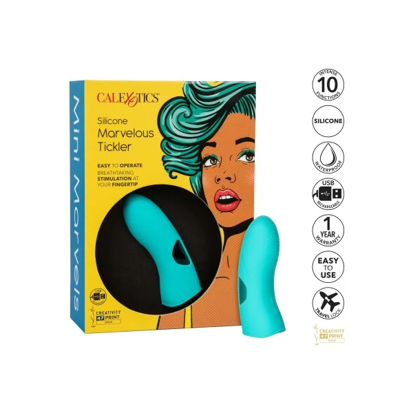 Silicone Marvelous Tickler - Aqua van het merk Mini Marvels - Vinger Vibrators - online bestellen bij Masculum.nl. De discrete online seks-toys en erotisch heren ondergoed winkel voor gay & hetero mannen.