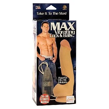 Max Vibrating Cock & Balls - Lichte huidskleur