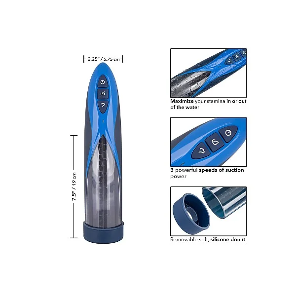 Rechargeable Waterproof Pump - Blauw van het merk Optimum Power - Penispompen - online kopen bij Masculum.nl. De discrete online seks-toys en erotisch heren ondergoed winkel voor gay & hetero mannen.
