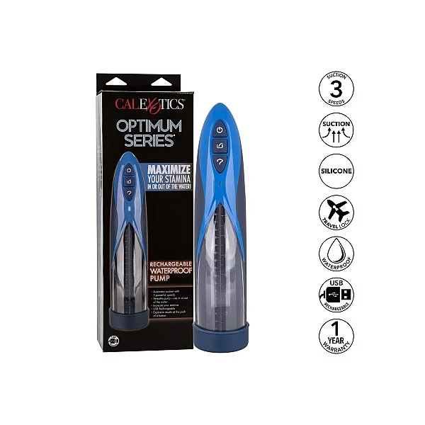Rechargeable Waterproof Pump - Blauw van het merk Optimum Power - Penispompen - online kopen bij Masculum.nl. De discrete online seks-toys en erotisch heren ondergoed winkel voor gay & hetero mannen.