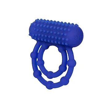 Silicone Oplaadbare 10 Bead Maximus Cock Ring - Blauw