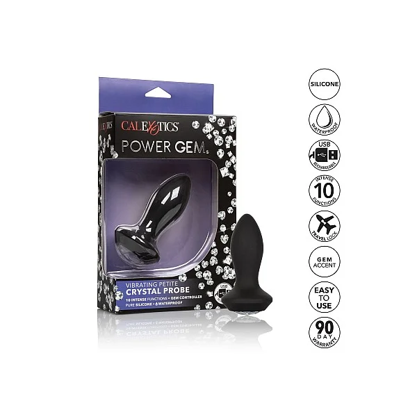 Vibrating Petite Crystal Probe - Zwart van het merk Power Gem - Buttplugs - online bestellen bij Masculum.nl. De discrete online seks-toys en erotisch heren ondergoed winkel voor gay & hetero mannen.