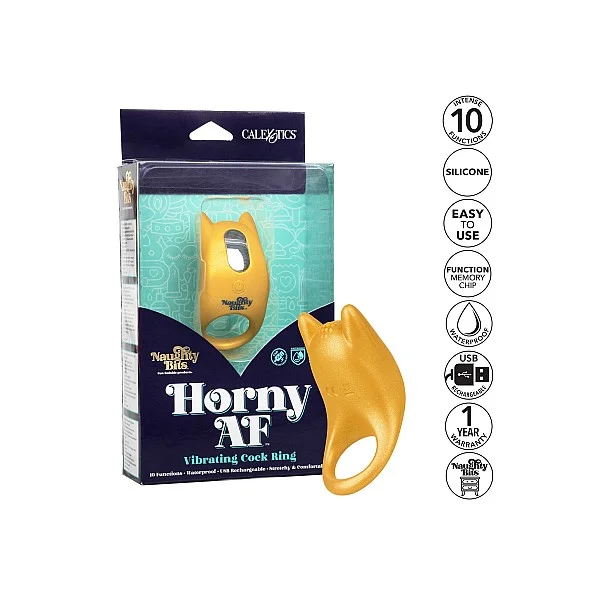 Horny AF Vibrating Cock Ring - Geel van het merk Naughty Bits - Vibrerende Cockringen - online bestellen bij Masculum.nl. De discrete online seks-toys en erotisch heren ondergoed winkel voor gay & hetero mannen.