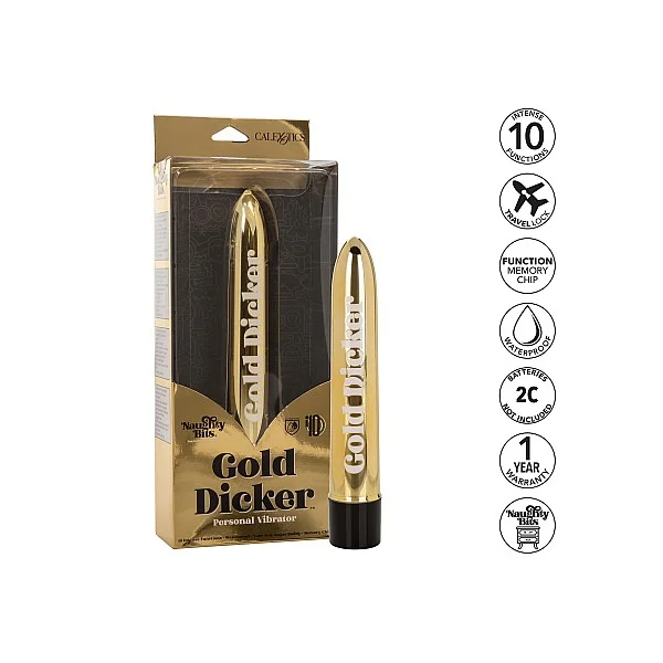 Gold Dicker Personal - Goud van het merk Naughty Bits - Klassieke Vibrators - online bestellen bij Masculum.nl. De discrete online seks-toys en erotisch heren ondergoed winkel voor gay & hetero mannen.