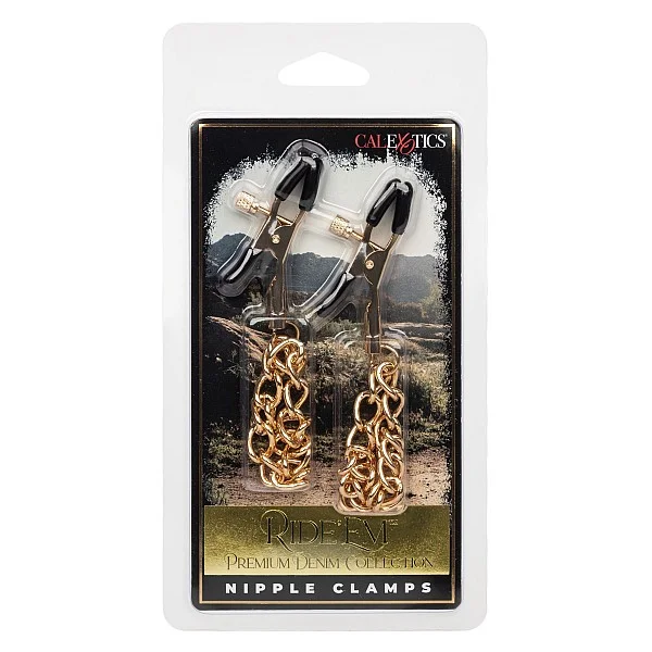 Ride 'em Premium Denim Collection Nipple Clamps - Goud van het merk Ride Em - Tepelklemmen - online kopen bij Masculum.nl. De discrete online seks-toys en erotisch heren ondergoed winkel voor gay & hetero mannen.